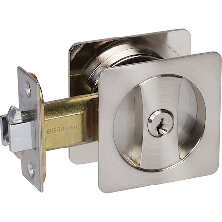 Delaney Hardware Contemporary Square Satin Nickel Entry Door Sliding Pocket Door Lock 370009